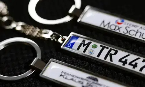 number plate key ring