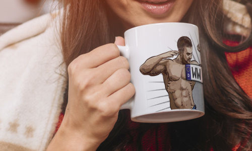 Sexy mug in the woman's hand