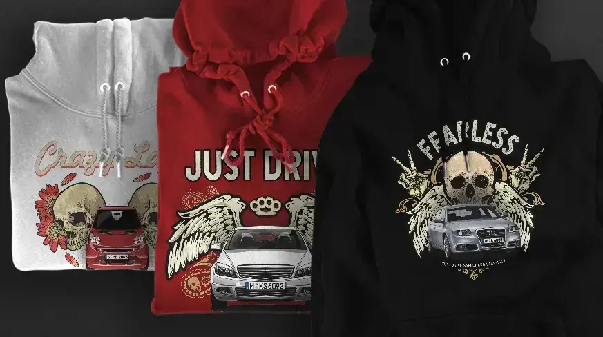 Sweat à capuche Design Car Silhouette