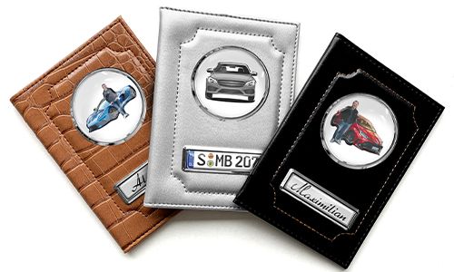 Porte-documents de voiture standard pour hommes avec voiture/photo et plaque d'immatriculation