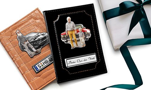 Pochette de documents pour voiture avec photo et plaque d'immatriculation pour ton grand-père