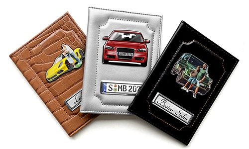 Pochette pour documents de voiture avec photo et plaque d'immatriculation pour ton fils