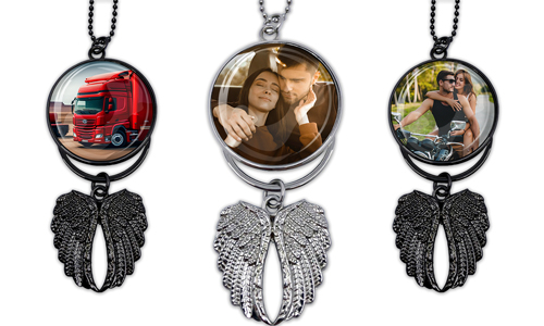 Car Mirror Chain Wings With Photo