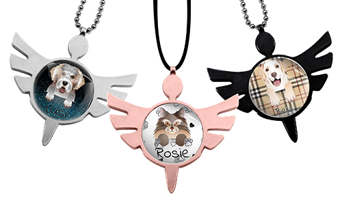 Ángel guardián para el espejo retrovisor del coche - diseño para mascotas (formulario privado)