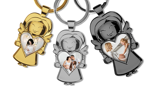 Personalized Guardian Angel Keychain with Photo – Cute Gift for Expecting Parents