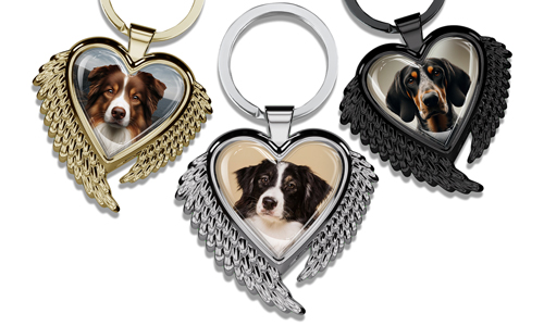 keychain heart with wings, with your photo, personalized gifts for dog owners