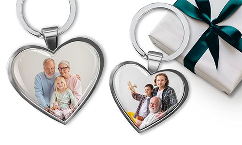 Heart keychain with your grandpa photo