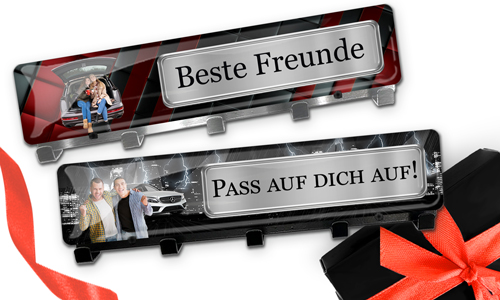 Luxus Schlüsselbrett mit Auto/Foto und Kennzeichen für deine besten Freunde