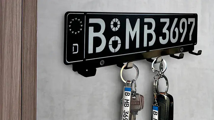 Milled key board license plate