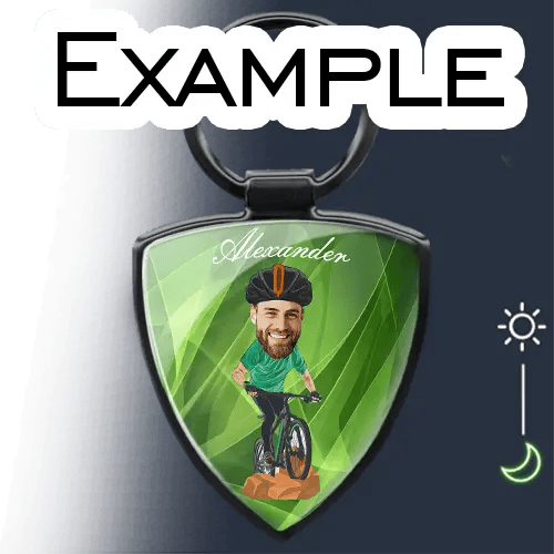 Portachiavi a forma di scudo personalizzato stile fumettistico hobby professione