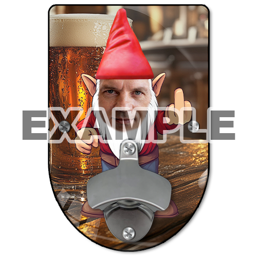Personalized wall bottle opener garden gnome