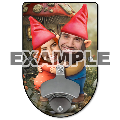 Personalized wall bottle opener standard garden gnomes couple friends