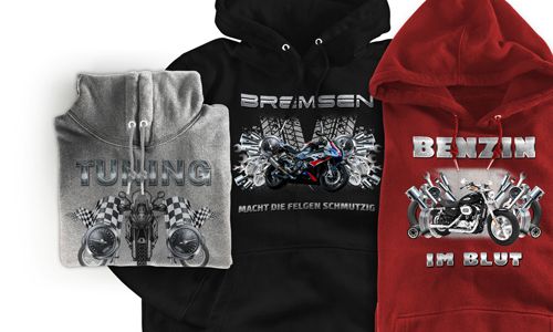 Tuning-Hoodie mit Motorrad-Silhouette