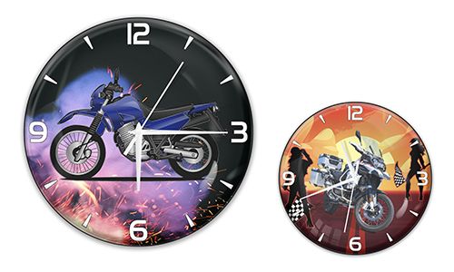 Wall clock with motocycle image