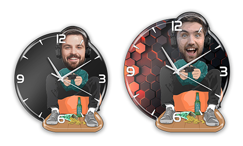 Personalisierte Wanduhr Comic Hobby - Gamer