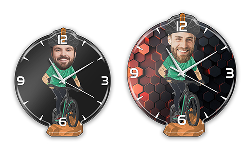 Personalisierte Wanduhr Comic Sport - Mountainbiker