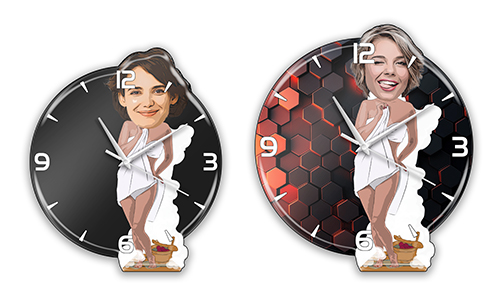 Personalisierte Wanduhr Comic Hobby - Sauna