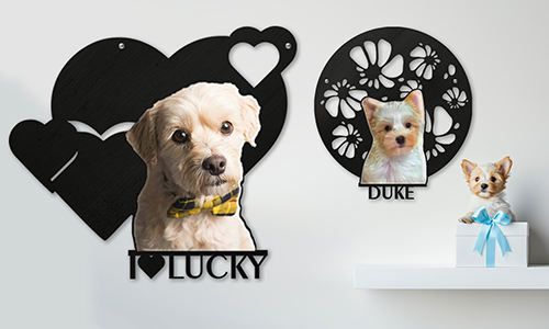 Unique wall decoration with photo and name of your dog