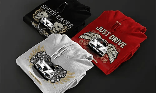 Felpa con cappuccio design auto silhouette
