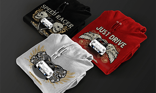 Felpa con cappuccio design auto silhouette
