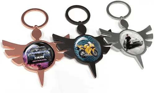 Llavero redondo ángel auto – regalo único