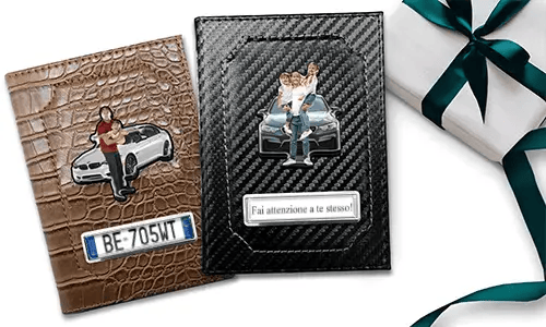 Car document holder with photo and license plate for your dad