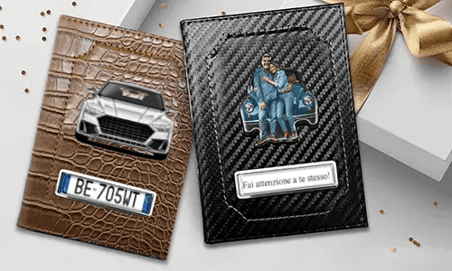 Car document holder with photo and license plate for your husband