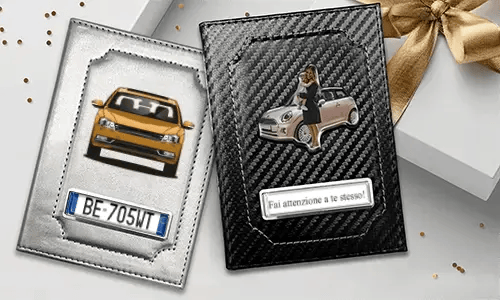 Car document holder with photo and license plate for your mother