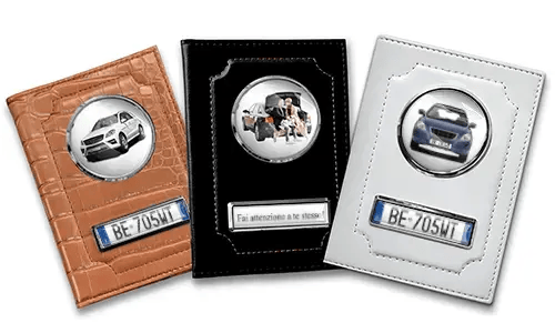 Porta documenti auto standard con auto/foto e targa per coppie