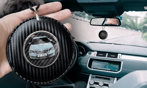 Car Mirror Chain Round - Carbon