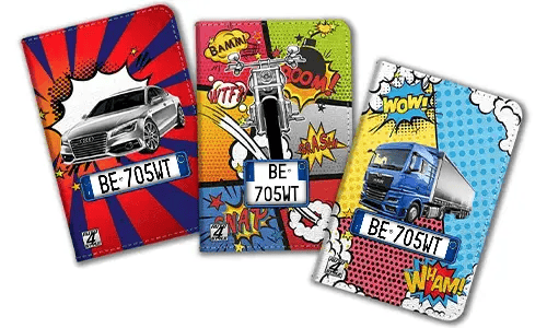 Komiksový držák dokladů do auta