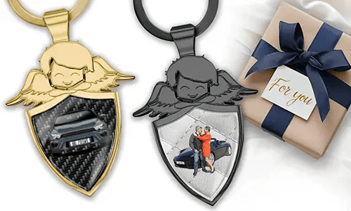 Guardian angel keychain with your partner's vehicle