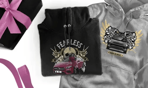 Personalisierte Hoodie mit Auto-Motiv für deine Schwester