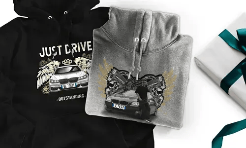 Hoodie mit Auto-Motiv für deinen Freund