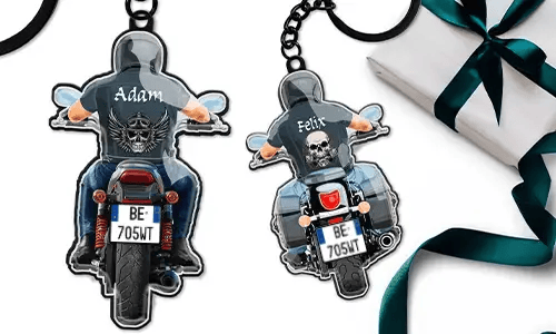 Porte-clés moto personnalisé avec prénom et plaque – cadeau pour ton frère