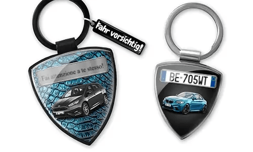 Personalized car shield keychain