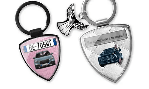 Personalized women's shield keychain
