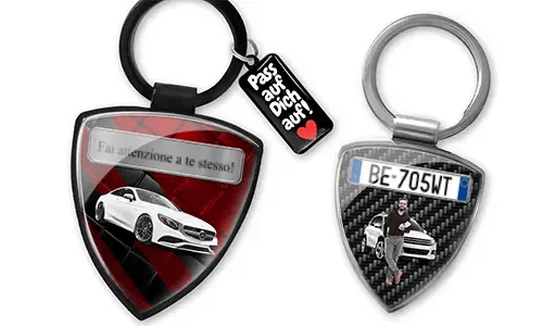 Personalized men's shield keychain