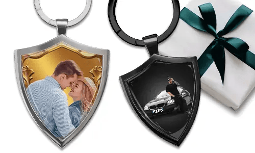 Llaveros con escudo puntiagudo para novio