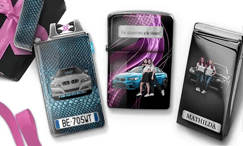 Accendino Coolline con auto/foto e targa per tua sorella