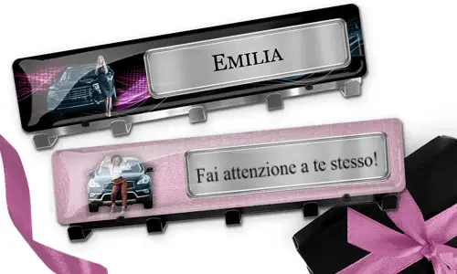 Llavero de lujo personalizado con texto y foto de coche para tu esposa