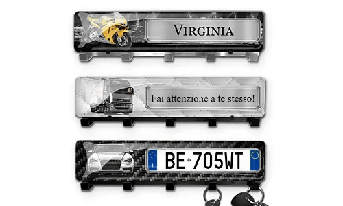 Luxe Wand-Sleutelbord Auto Silhouetten Kentekenplaat - Chroom