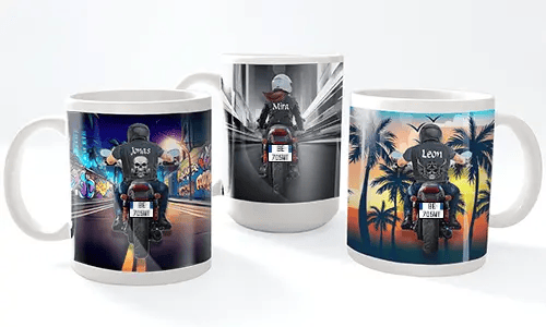 Motorrad-Tasse mit Namen