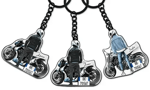 Personalized keychain motorcycle with name