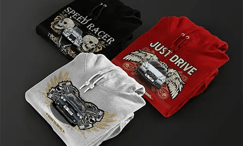 Hupparin suunnittelu, jossa on auton siluetti