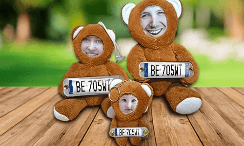 Osito de peluche con foto de coche