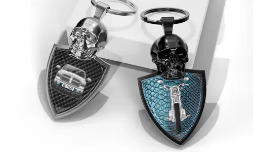 Skull Keychain with Car