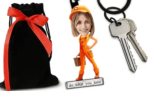 Personalized Comic-Style Keychain With Name And Winemaker Design