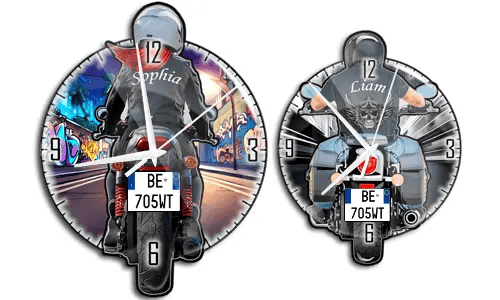 Nástěnné hodiny-Motorcycle-with-Name