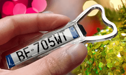 bottle opener magnet with license plate